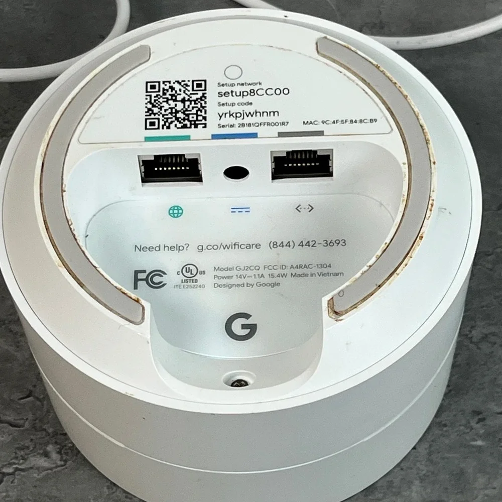 Google Wifi AC1200 Mesh‎ Router Node White G013A w/ Power Adapter G1028